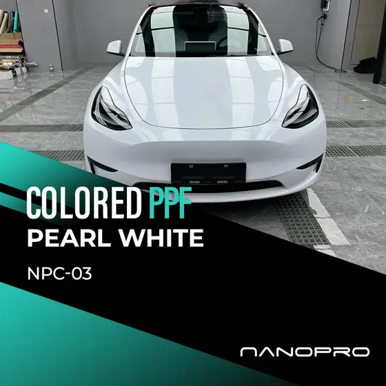Pearl White colour film on a car