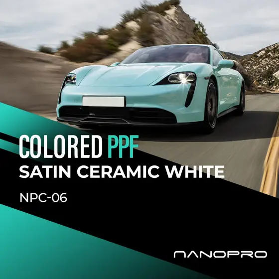 Satin Ceramic White II colour film on a car