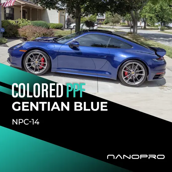 Gentian Blue colour film on a car