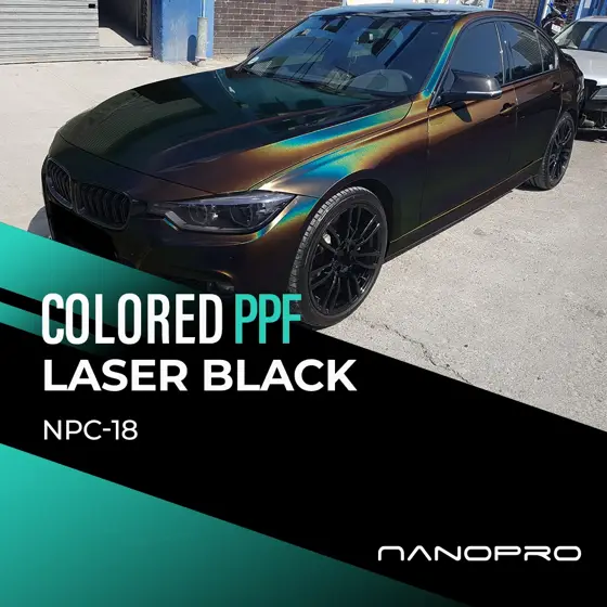 Laser Black colour film on a car