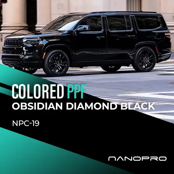 Obsidian Diamond Black colour film on a car