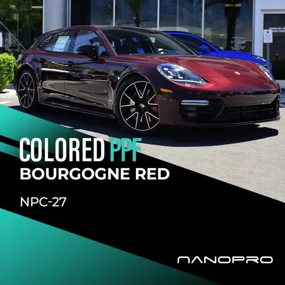 Bourgogne Red colour film on a car
