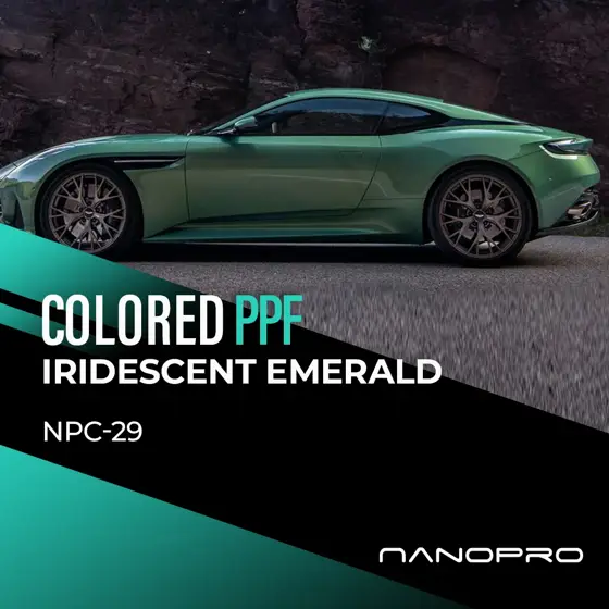 Iridescent Emerald colour film on a car