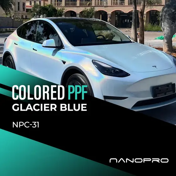 Glacier Blue colour film on a car