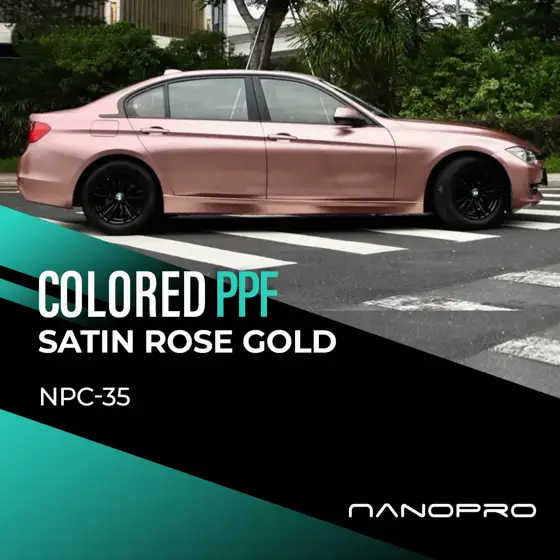 Satin Rose Gold colour film on a car
