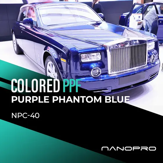 Purple Phantom Blue colour film on a car