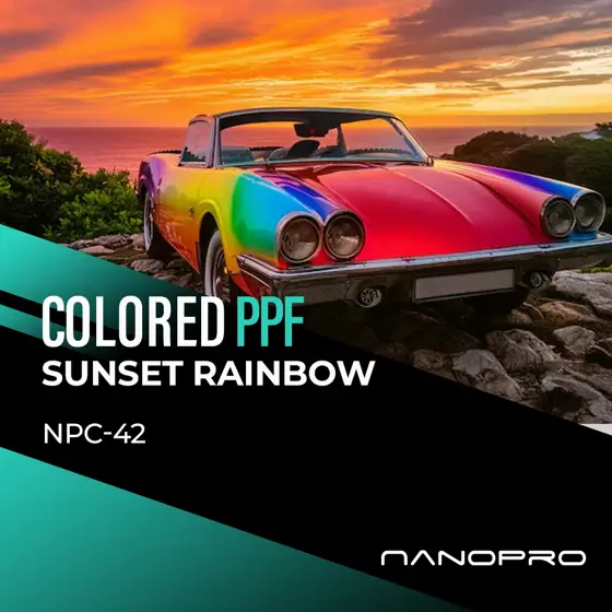 Sunset Rainbow colour film on a car