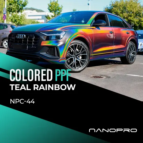 Teal Rainbow colour film on a car